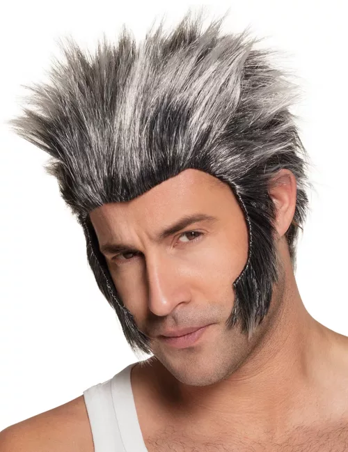 Photo du produit Perruque avec pattes loup-garou grise adulte