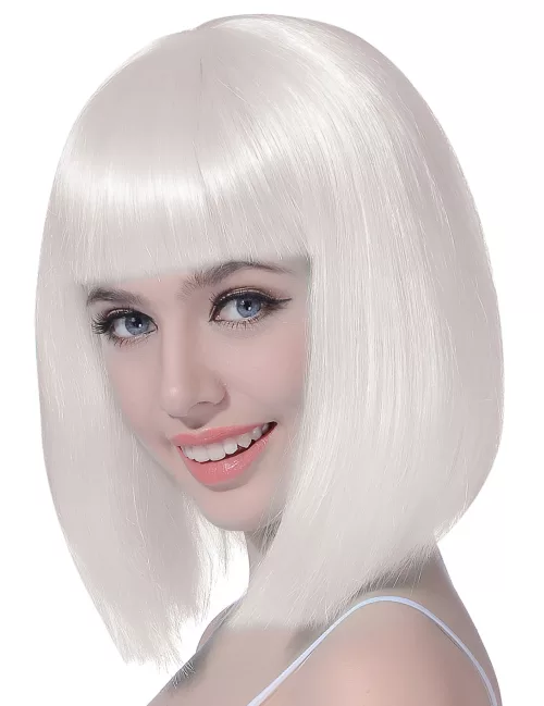 Photo du produit Perruque carré mi-long blanche femme