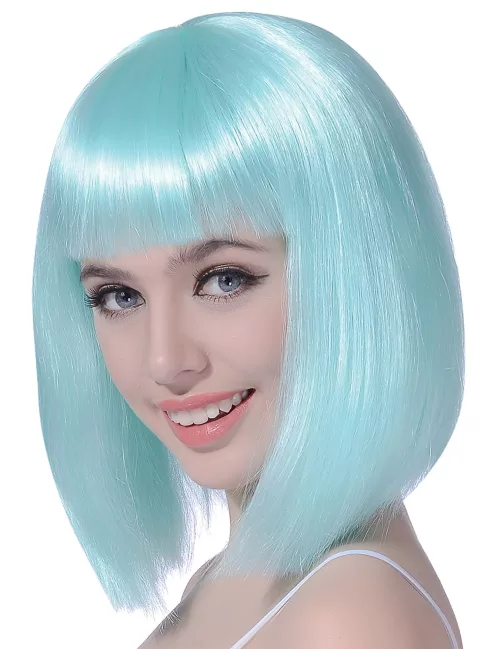 Photo du produit Perruque carré mi-long bleu ciel femme