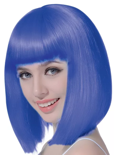 Photo du produit Perruque carré mi-long bleue femme