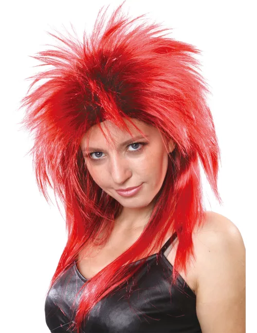 Photo du produit Perruque chanteuse de rock rouge et noire femme