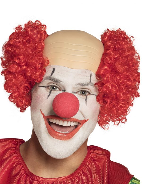 Photo du produit Perruque clown crâne nu rouge homme
