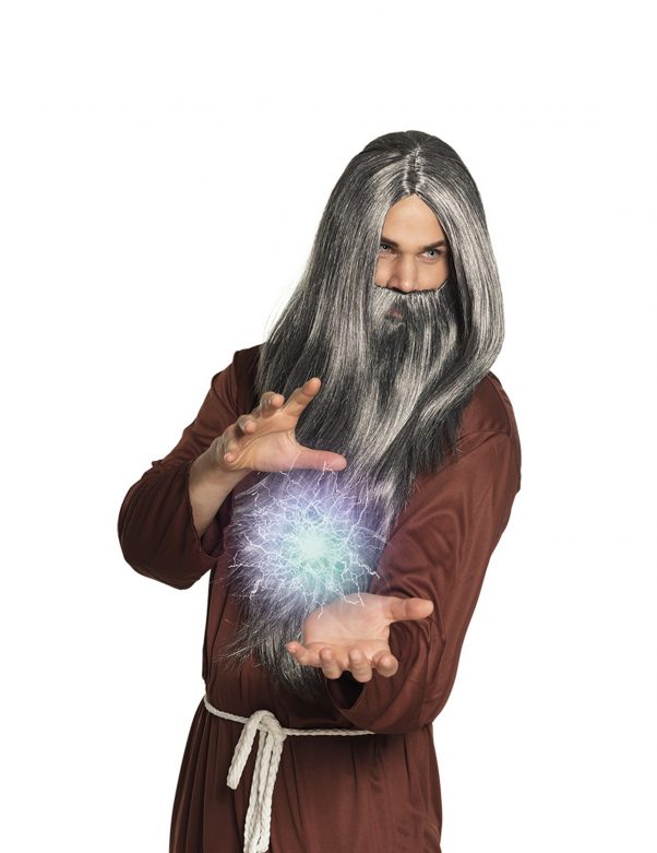 Photo du produit Perruque et barbe longue grise magicien homme