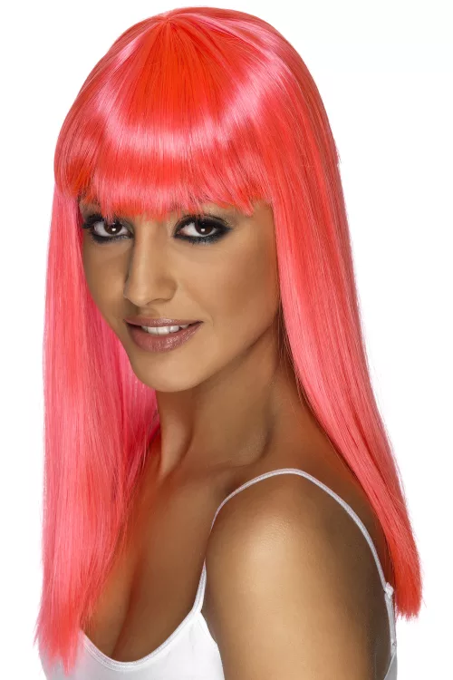 Photo du produit Perruque longue rose à frange femme