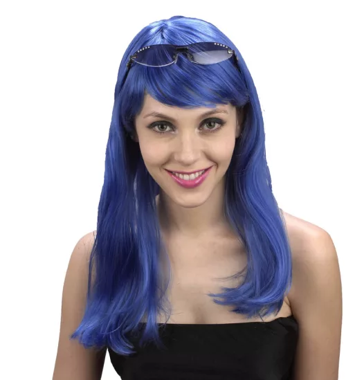 Photo du produit Perruque longs cheveux bleus femme