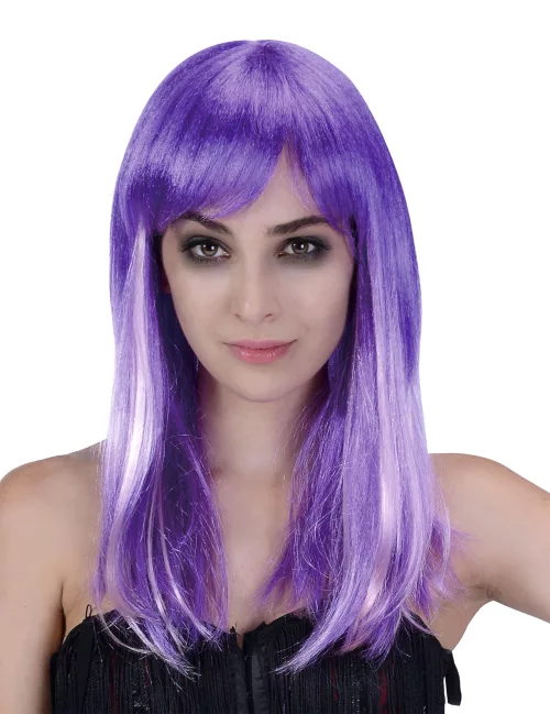 Photo du produit Perruque longue violette et blanche femme