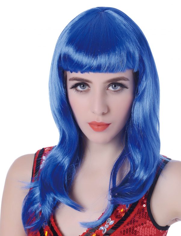 Photo du produit Perruque longue bleue à frange femme