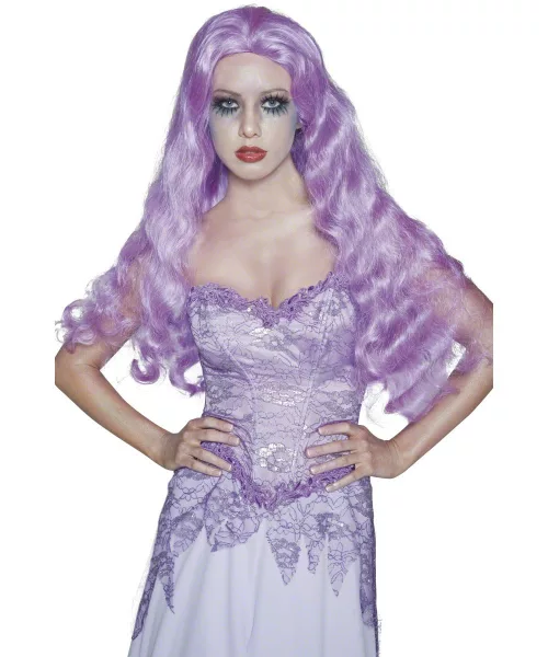 Photo du produit Perruque longue gothique violette femme Halloween