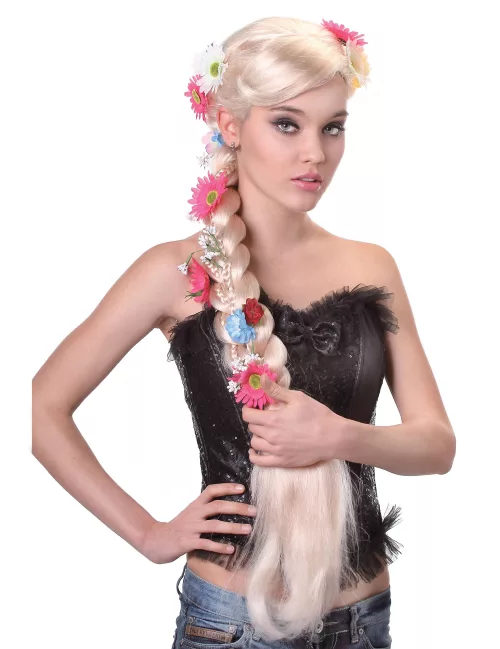 Photo du produit Perruque longue tressée hippie blonde femme