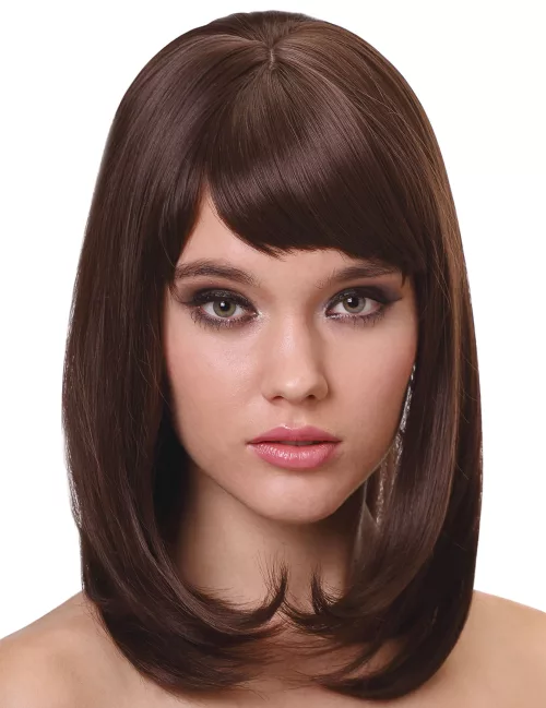 Photo du produit Perruque luxe Châtain mi-longue femme - 170g