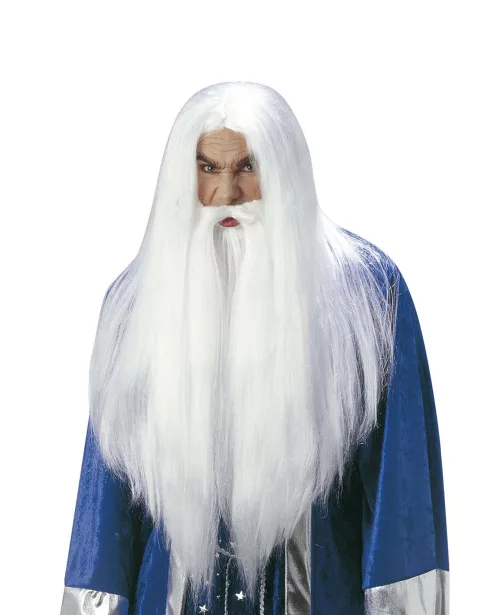 Photo du produit Perruque magicien avec barbe adulte