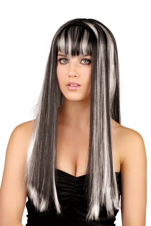 Photo du produit Perruque longue noire et blanche femme
