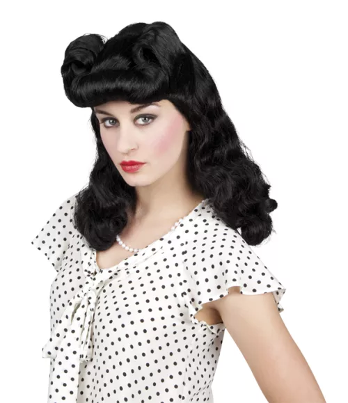Photo du produit Perruque noire ondulée année 50 femme