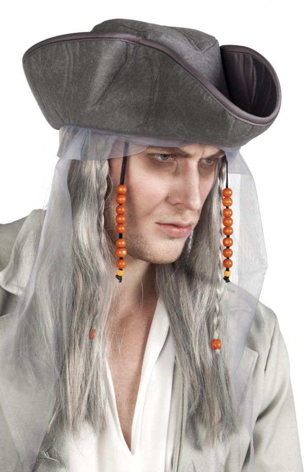 Photo du produit Perruque et chapeau pirate gris homme