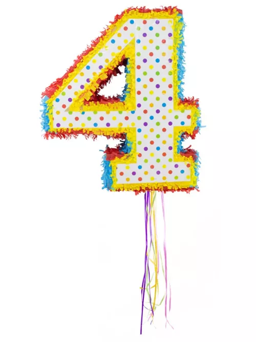 Photo du produit Pinata du chiffre 4 à pois