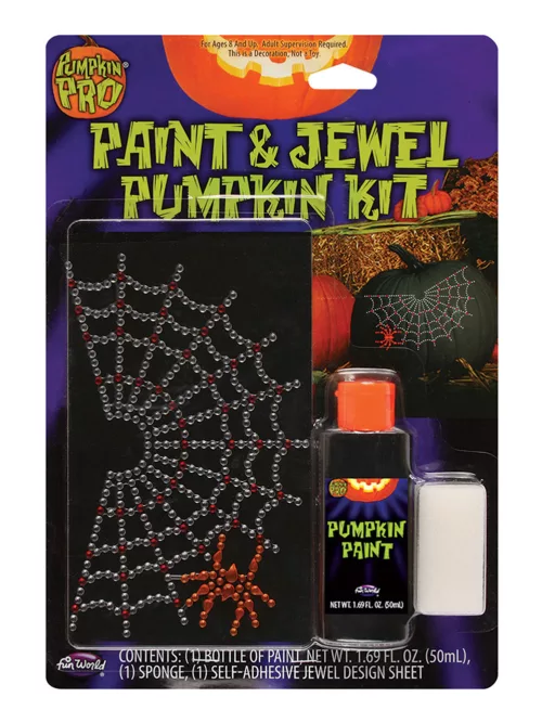 Photo du produit Autocollant pour citrouille araignée d'Halloween en strass argent - noir - rouge