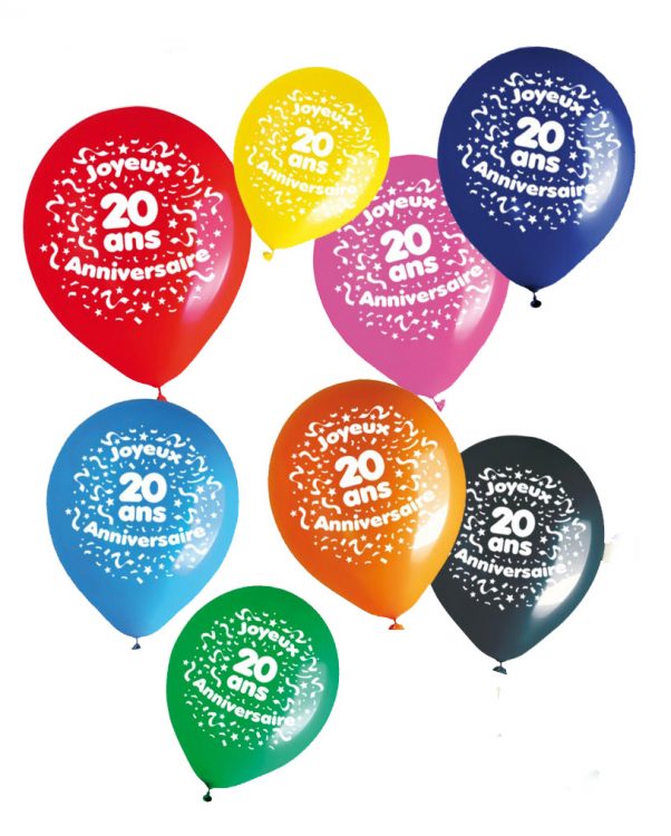 Photo du produit Sachet 8 ballons 20 ans