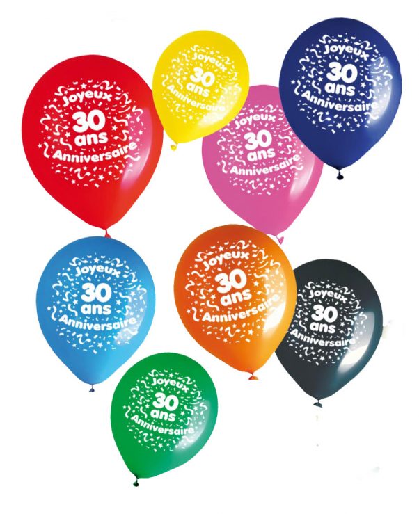 Photo du produit Sachet 8 ballons 30 ans
