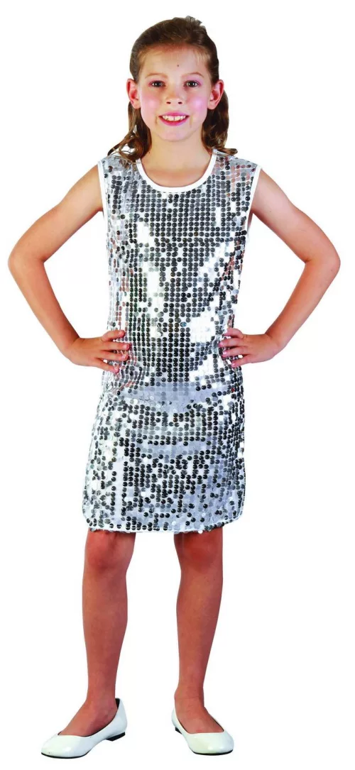 Photo du produit Déguisement disco fille argent à paillettes