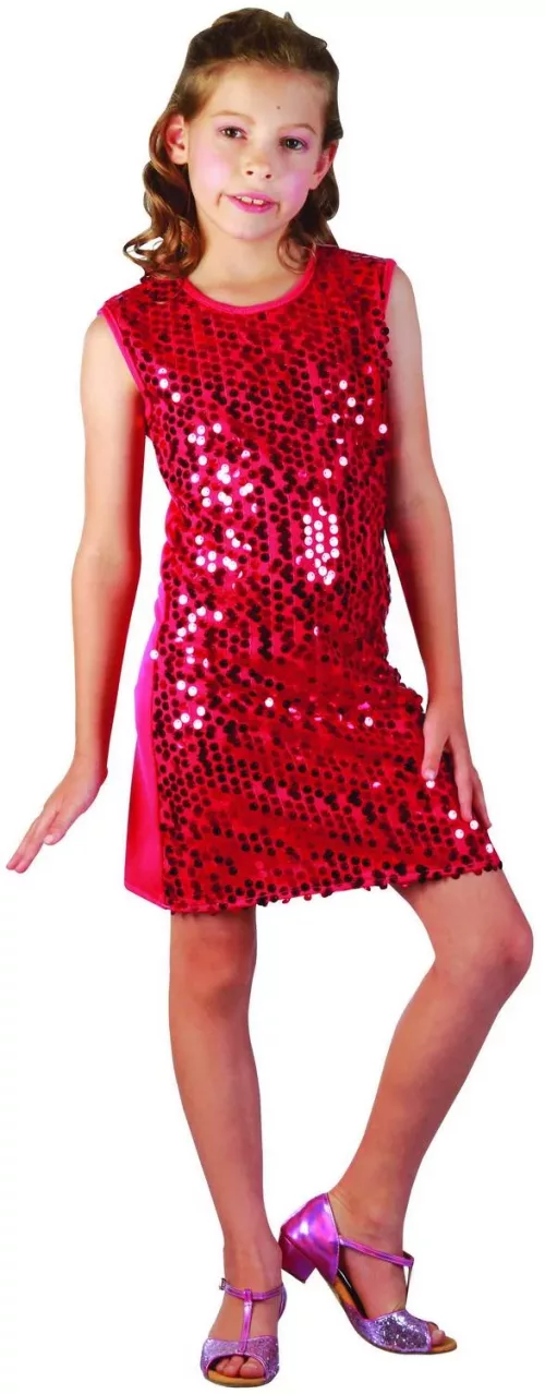 Photo du produit Déguisement disco fille rouge à paillettes