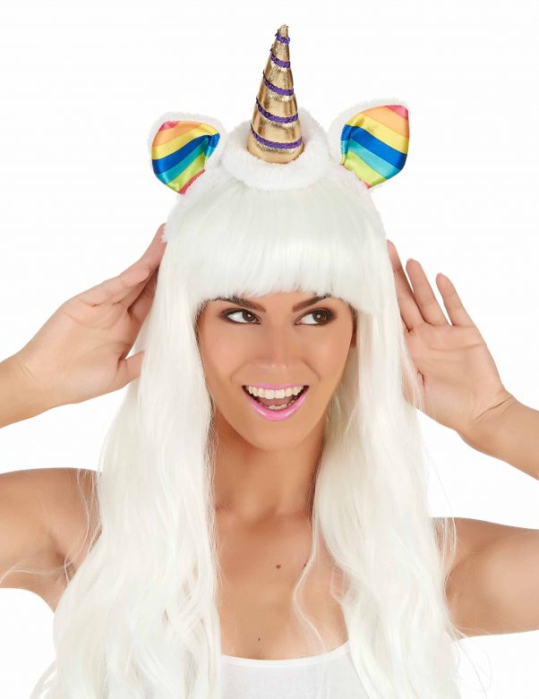 Photo du produit Serre-tête licorne avec oreilles multicolores adulte