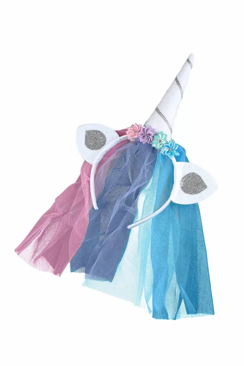 Photo du produit Serre-tête licorne avec voile multicolore adulte