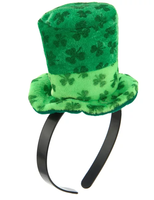 Photo du produit Serre-tête mini chapeau velours trêfles adulte