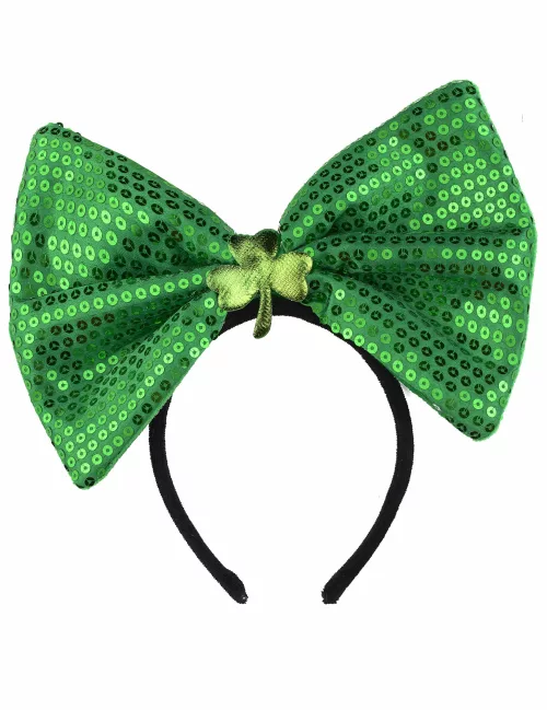 Photo du produit Serre-tête noeud vert à sequins vert adulte