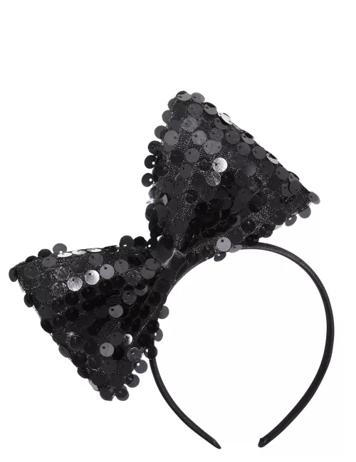 Photo du produit Serre-tête noeud noir à sequins adulte