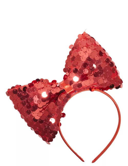Photo du produit Serre-tête noeud rouge à sequins adulte