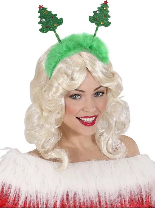 Photo du produit Serre-tête sapins de Noël vert avec fourrure Noël