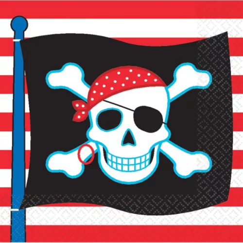 Photo du produit 16 Serviettes en papier drapeau pirate 33 x 33 cm