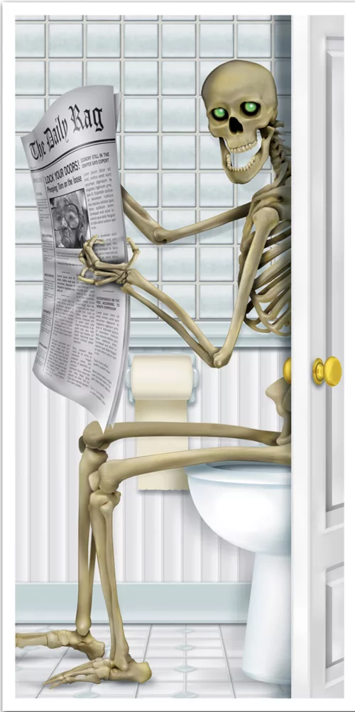 Photo du produit Décoration de porte squelette au toilette 76,2 x 152 cm