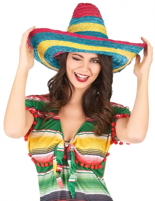 Photo du produit Sombrero Mexicain rouge-vert-jaune adulte
