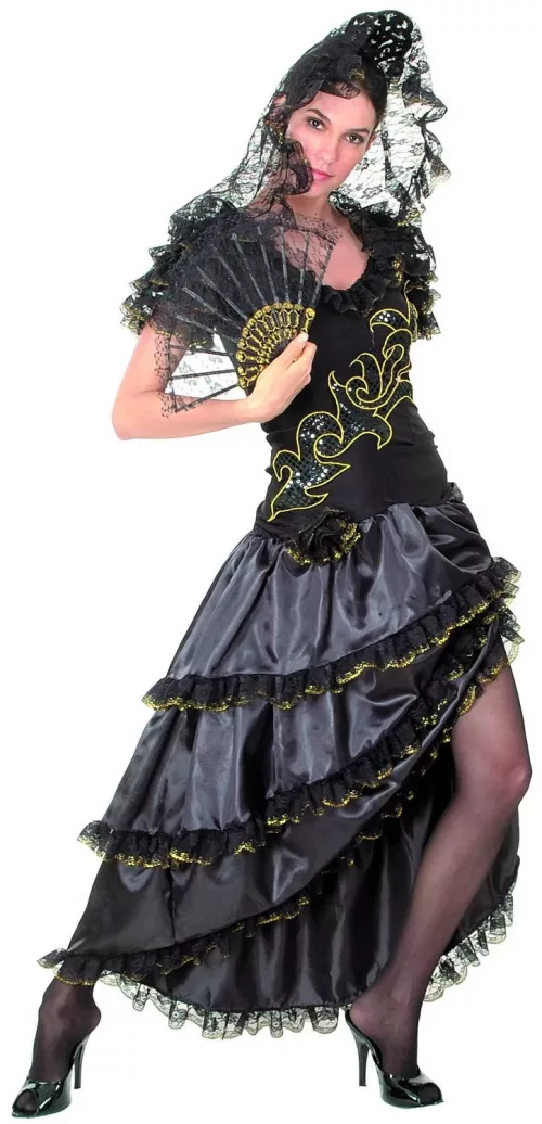 Photo du produit Déguisement danseuse de flamenco femme noir et doré