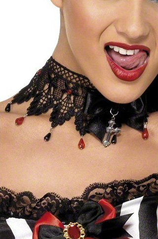 Photo du produit Ras de cou noir femme en dentelle Halloween