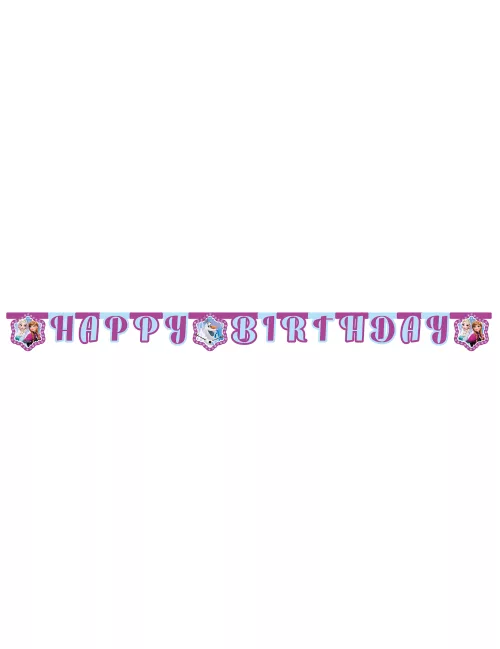 Photo du produit Guirlande Happy Birthday La Reine des Neiges Flocons 2,10 m