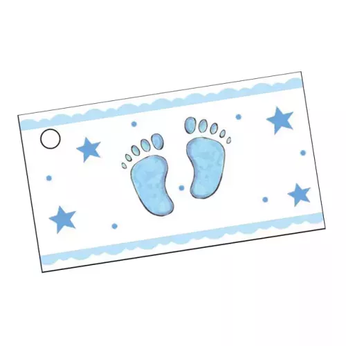 Photo du produit 10 Étiquettes en papier pieds bleus 9 x 2,5 cm