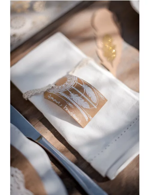 Photo du produit 10 Etiquettes plumes Kraft Boho