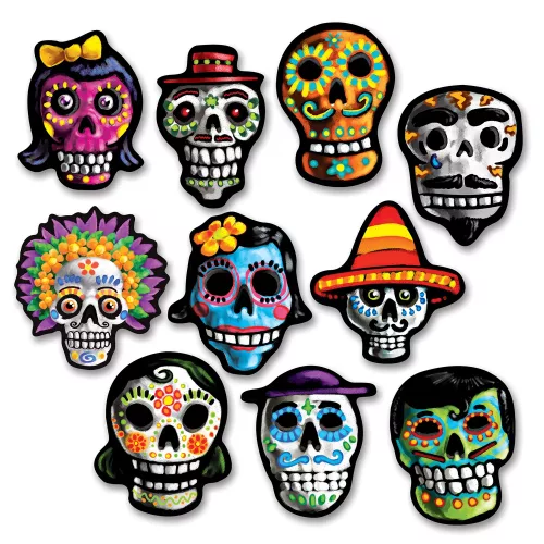 Photo du produit 10 Mini décorations en carton Dia de los Muertos 12 x 9 cm