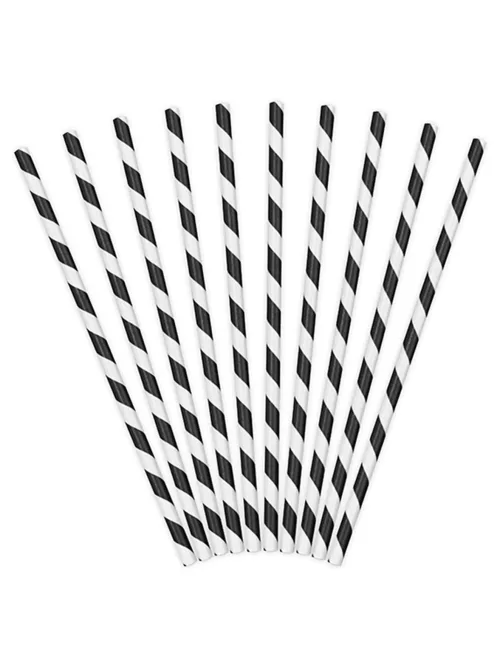 Photo du produit 10 Pailles rayées noires