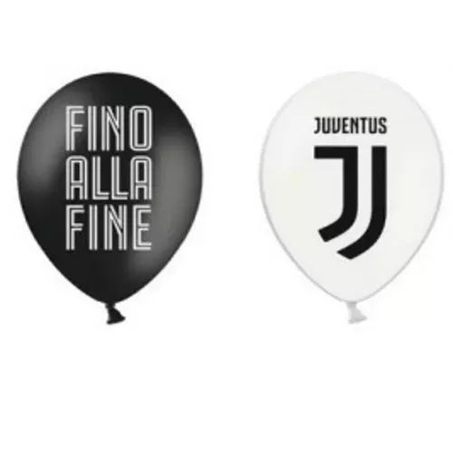 Photo du produit 12 Ballons en latex Juventus noirs et blancs 30 cm