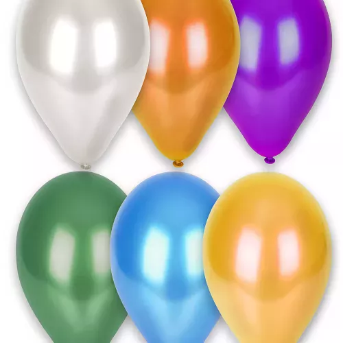 Photo du produit 12 Ballons métallisés différentes couleurs 28 cm