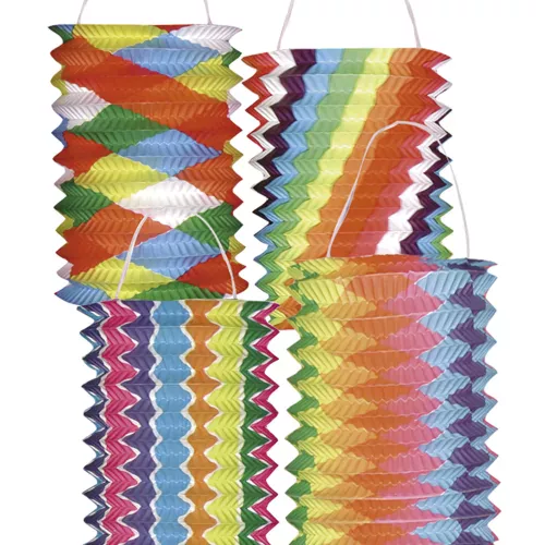 Photo du produit 12 Lampions multicolores bariolés 13 cm