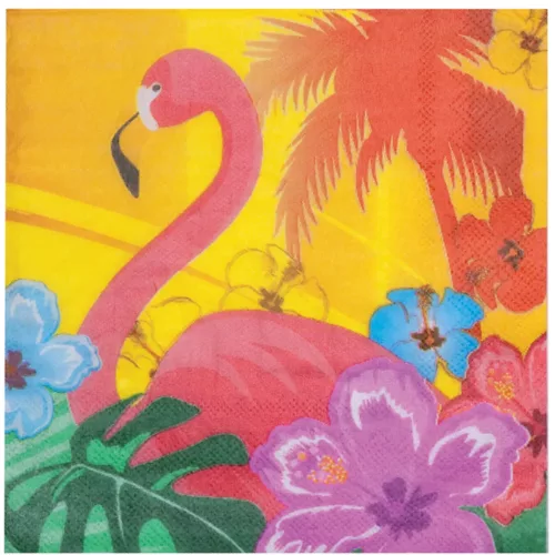 Photo du produit 12 Serviettes en papier Flamant Rose 33 x 33 cm