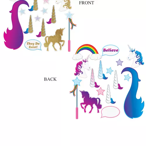 Photo du produit Kit Photobooth thème Licorne pailleté 16 accessoires