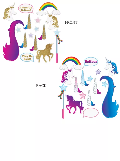 Photo du produit Kit Photobooth thème Licorne pailleté 16 accessoires