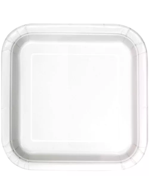 Photo du produit 14 Assiettes carrées en carton blanc 23 cm