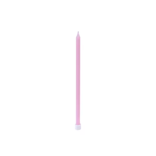 Photo du produit 16 Bougies fines rose pâle avec bobèches 12 cm