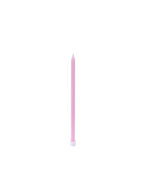 Photo du produit 16 Bougies fines rose pâle avec bobèches 12 cm